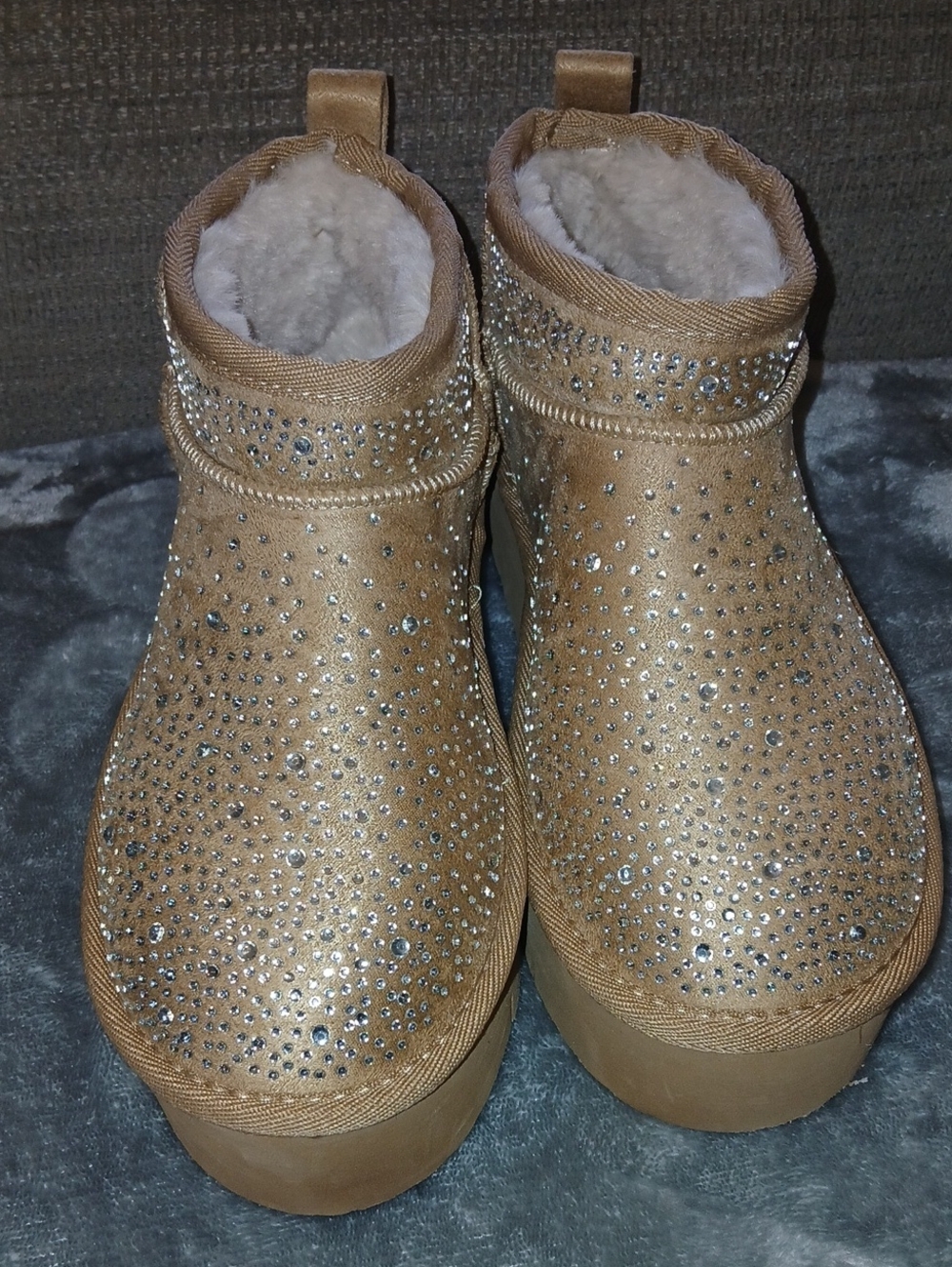 Rock & Candy Sparkling Tan Plush-Lined Slip-On Winter Boots